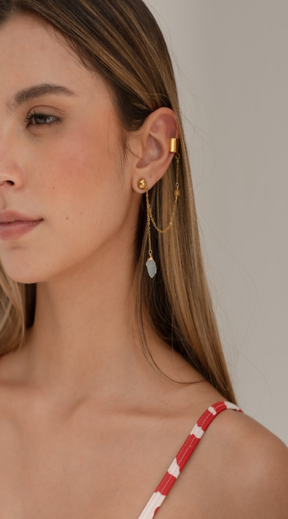 Aquamarine Solitario Ear Cuff